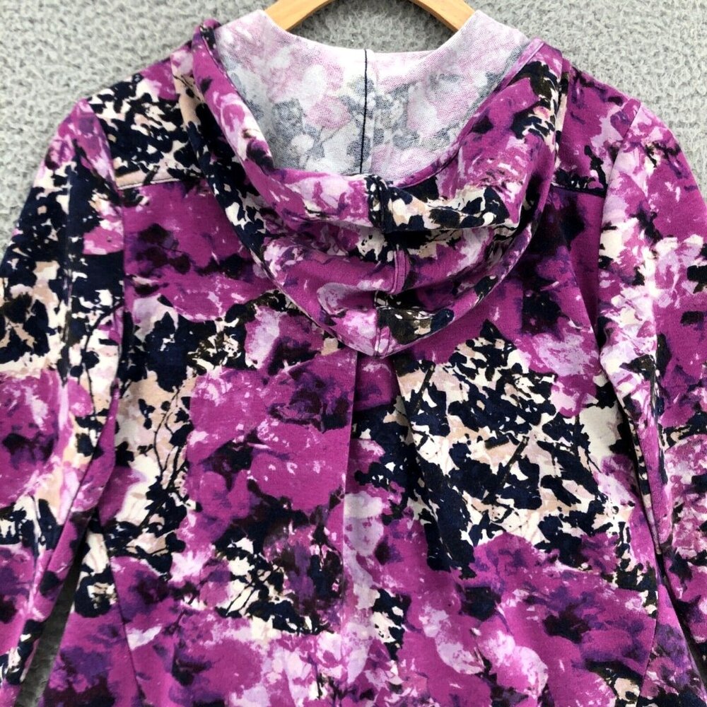 LOGO Jacket Womens XXS Pink Floral Full Zip Pockets Hooded Active Lounge Stretch - Picture 4 of 9
